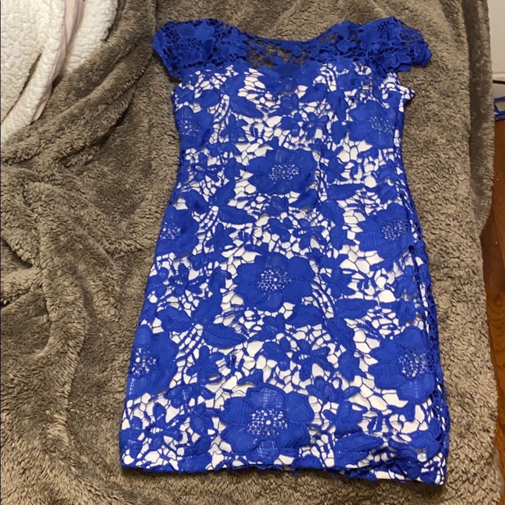 Beautiful blue and white A line dress